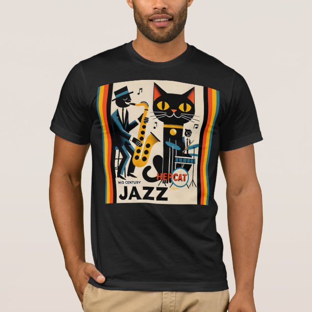 Camiseta Gato Preto do Gato Preto da Idade do Jazz do meio  (Frente)