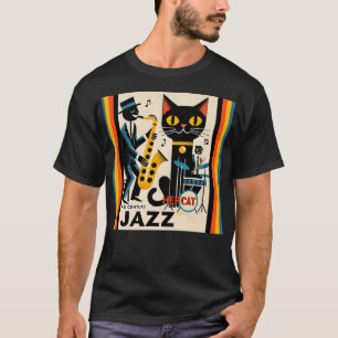 Camiseta Gato Preto do Gato Preto da Idade do Jazz do meio 
