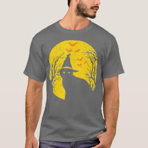 Camiseta Gato Preto Do Halloween Sobre A Pumpkin De Lua Int