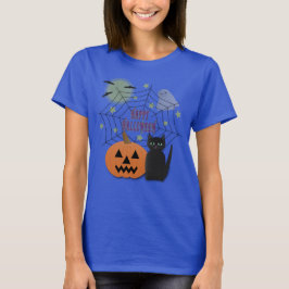 Camiseta Gato Preto e Abóbora Não Assustam Halloween