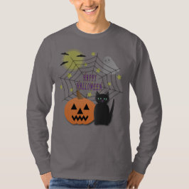 Camiseta Gato Preto e Abóbora Não Assustam Halloween
