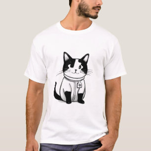 Camiseta gato preto e branco