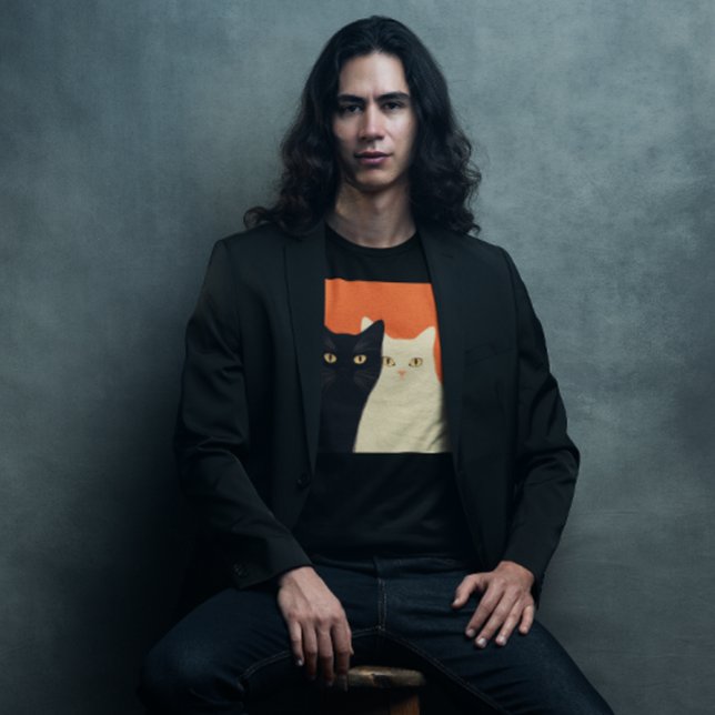 Camiseta Gato Preto e Branco (Criador carregado)
