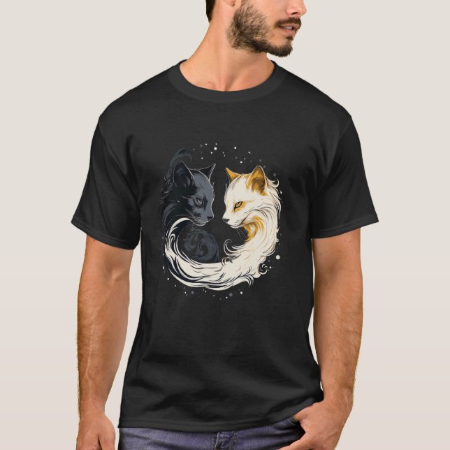 Camiseta gato preto e branco (Frente)