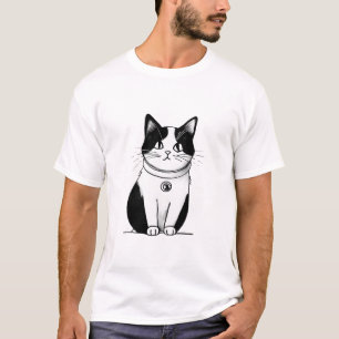 Camiseta gato preto e branco