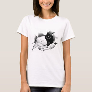 Camiseta Gato preto e branco curioso do gatinho