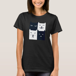 Camiseta Gato Preto e Branco Tabuleiro de Xadrez Quadrado Ú