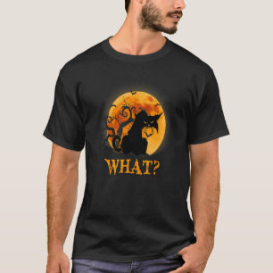 Camiseta Gato Preto e Lua de Sangue Gráfico de Halloween As