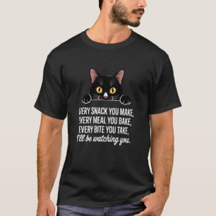 Camiseta Gato Preto Engraçado - Cada Lanche Que Você Faz -
