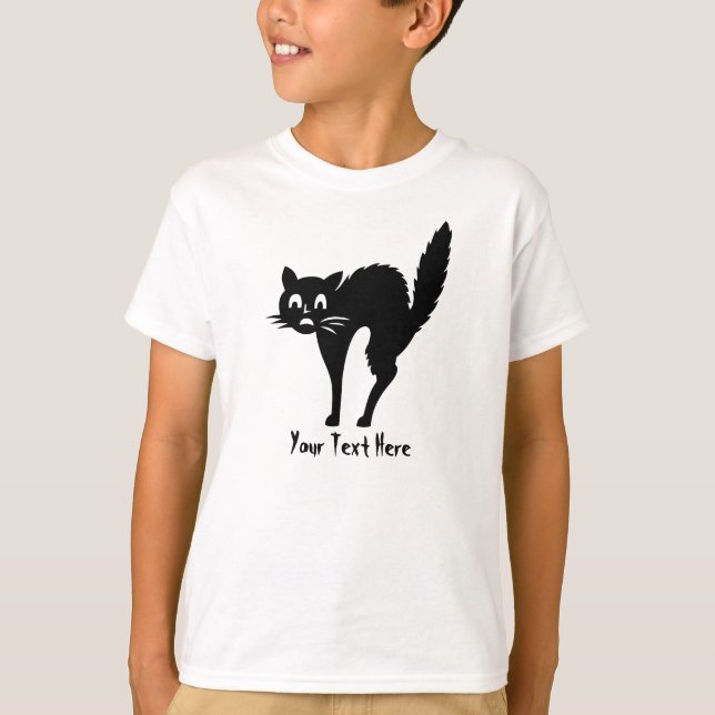 Camiseta gato preto engraçado com sanduíche no halloween (Frente)