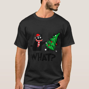 Camiseta Gato Preto Engraçado Derrubando Árvore de Natal Ga