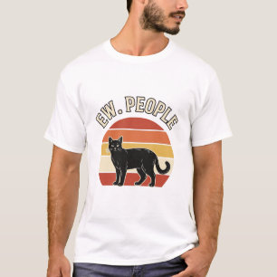 Camiseta Gato Preto Engraçado Ew Pessoas Design Vintage Ret