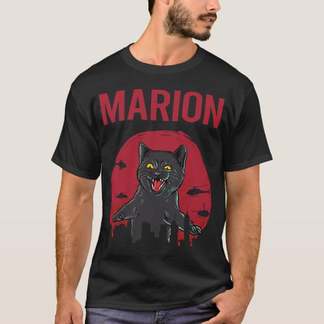 Camiseta Gato Preto Engraçado Marion (Frente)