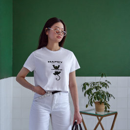 Camiseta gato preto engraçado meowtins dia branco