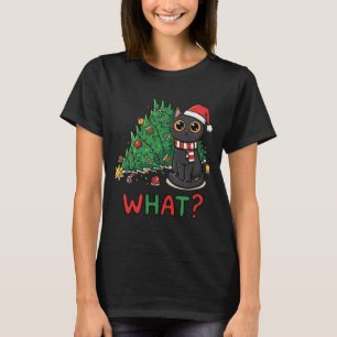 Camiseta Gato Preto Engraçado O Quê? Árvore de Natal Humor