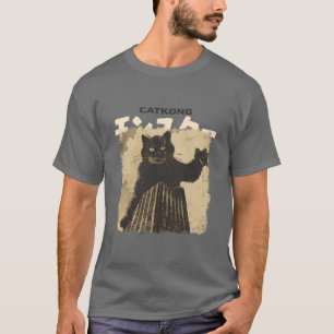 Camiseta Gato Preto Engraçado Pet Cat Kong