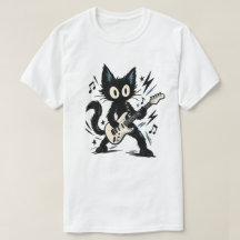 Gato Preto Engraçado Rocker Guitarra Elétrica Heav