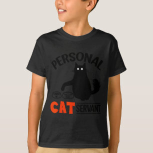 Camiseta Gato Preto Engraçado Servo de Gato