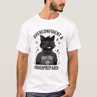 Camiseta Gato Preto Engraçado Superconfiante e Mal Preparad