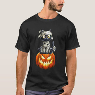Camiseta Gato Preto Engraçado Zumbi Assustador Abóbora de H