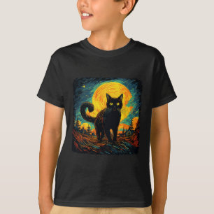 Camiseta Gato Preto Estilo Retro Estilo Cat Art Cat.