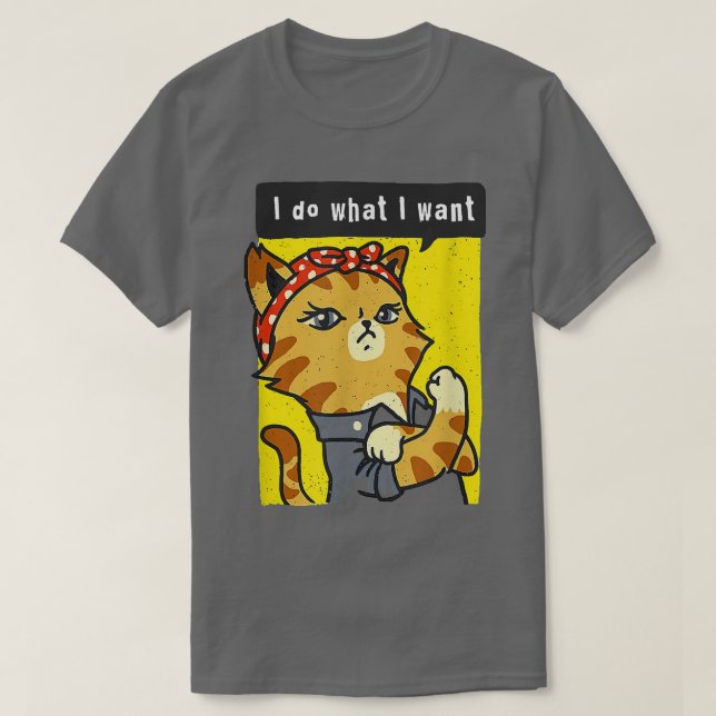 Camiseta gato preto faço o que quero com meu gato preto eng (Frente do Design)
