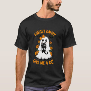 Camiseta Gato Preto Fantasma Engraçado Esquece Doce Me Dá G