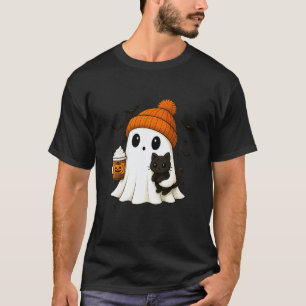 Camiseta Gato Preto Fantasma Fofo Tempero de Abóbora Hallow