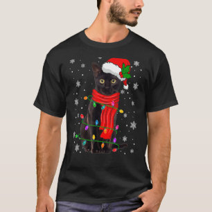 Camiseta Gato Preto Feio do Natal Chapéu e Cachecol de Nata