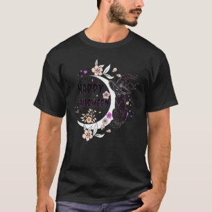 Camiseta Gato Preto Feliz Halloween Bruxa Lua Cheia Gato Ca