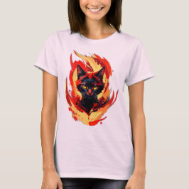 Camiseta Gato Preto Flamejante Gráfico de Gato