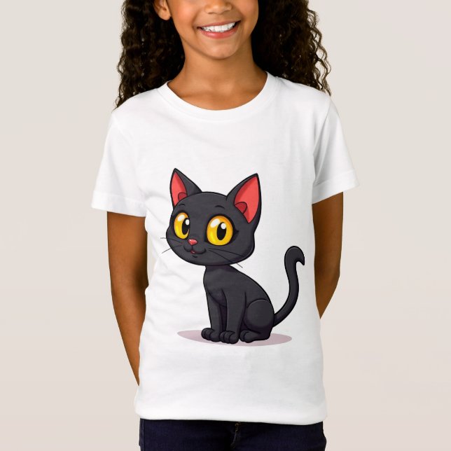 Camiseta Gato preto fofo (Frente)