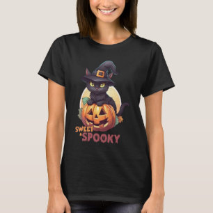 Camiseta Gato Preto Fofo & Abóbora Doce Espiritual Lua Chei