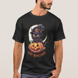 Camiseta Gato Preto Fofo & Abóbora Feliz Meowlloween Cresce