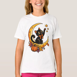 Camiseta Gato Preto Fofo Alcançando as Estrelas