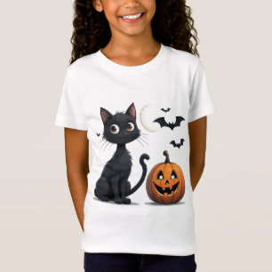 Camiseta Gato Preto Fofo com abóbora Halloween 🎃