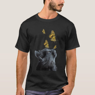 Camiseta Gato Preto Fofo Com Adoção de Gato Borboleta Para