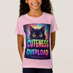 Camiseta Gato Preto Fofo Com Olhos Amarelos Grandes