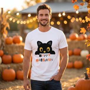 Camiseta Gato Preto Fofo de Halloween