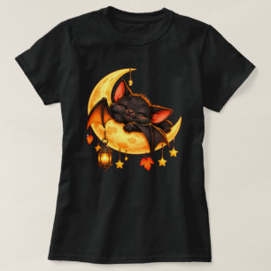 Camiseta Gato Preto Fofo de Halloween Lua
