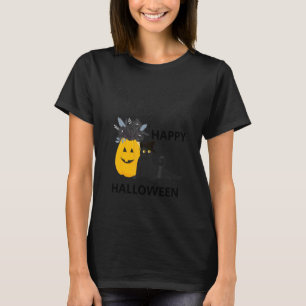 Camiseta Gato Preto Fofo do Dia das Bruxas Chapéu de Bruxa