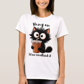 CAMISETA GATO PRETO FOFO E DIVERTIDO COM DITADO ENGRAÇADO