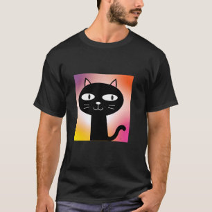 Camiseta Gato Preto Fofo e Olhos Grandes