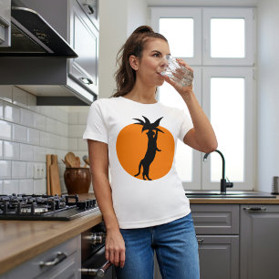Camiseta Gato Preto Fofo Em Tomate Laranja Em Tendência Bra
