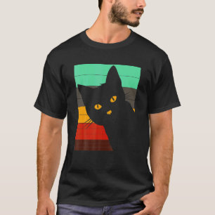 Camiseta Gato Preto Fofo Estilo Vintage Retrô Bombay Cat