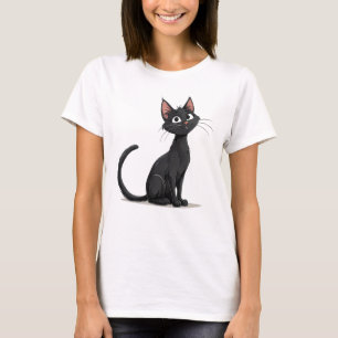 Camiseta Gato Preto Fofo Expressando Amizade