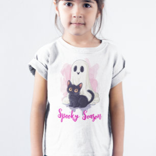 Camiseta Gato Preto Fofo Fantasma Temporada Assustadora Ros