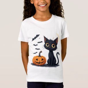 Camiseta Gato Preto Fofo Kawaii Halloween 🎃
