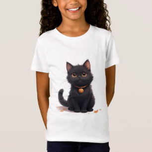 Camiseta Gato Preto Fofo Kawaii Halloween Mágico 🎃