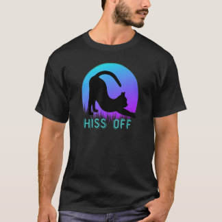 Camiseta Gato Preto Fuisssar Meow Estilo Retro Pôr do Sol P